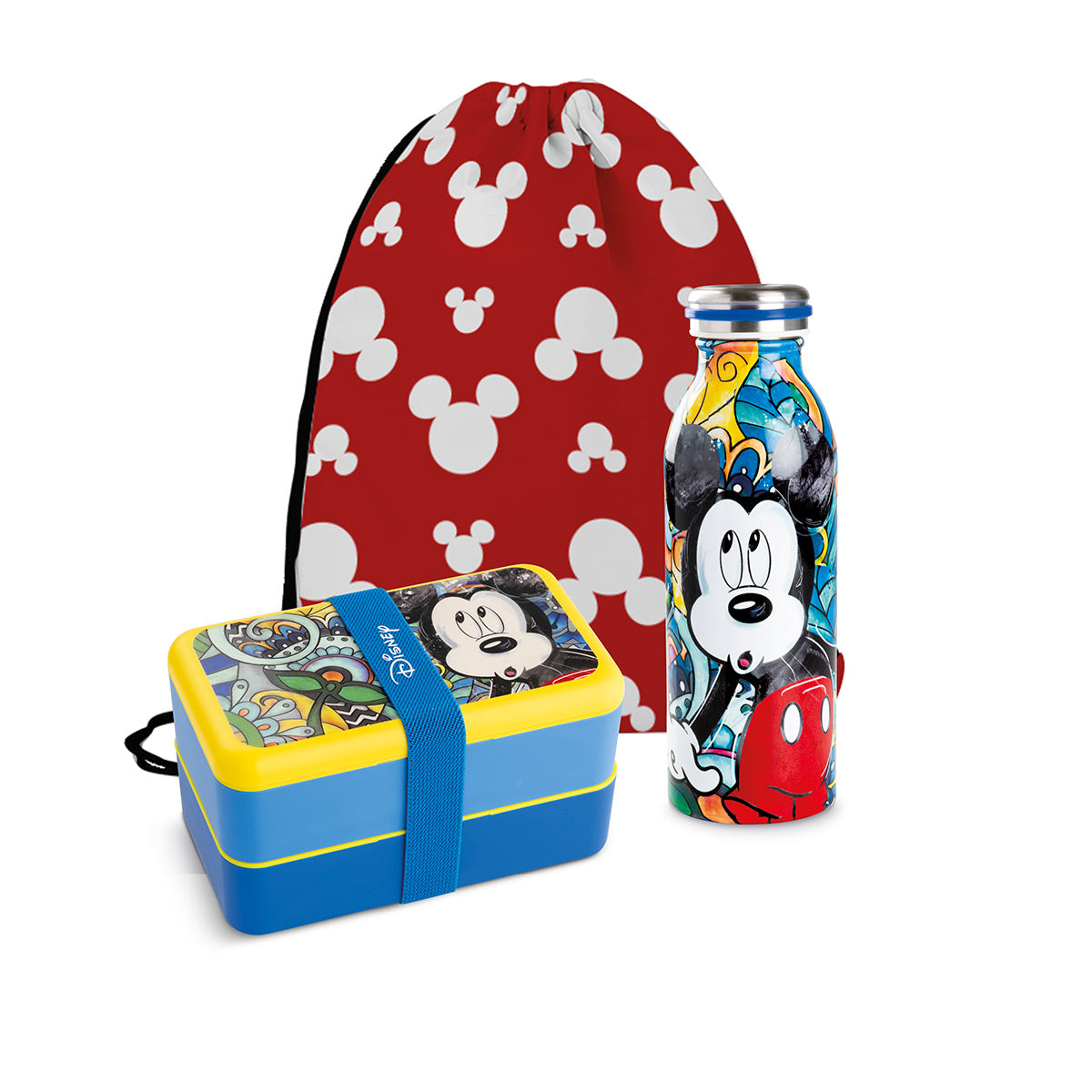 Set Lunch Box con Bottiglia Termica Mickey Mouse Forever & Ever + sacca
