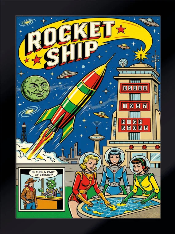 Quadro Flipper Luminoso - Rocket Ship