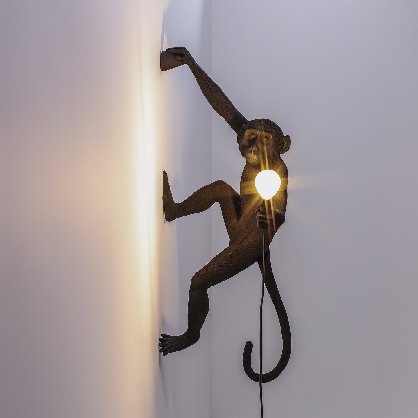 Monkey Lamp Hanging Right Black