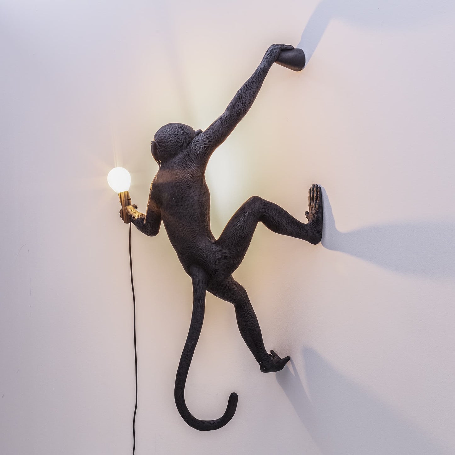 Monkey Lamp Hanging Right Black