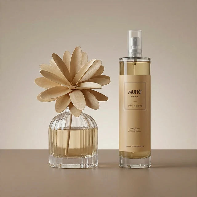 Set Profumatore Flower 60ml + Spray Ambiente - VANIGLIA E AMBRA PURA