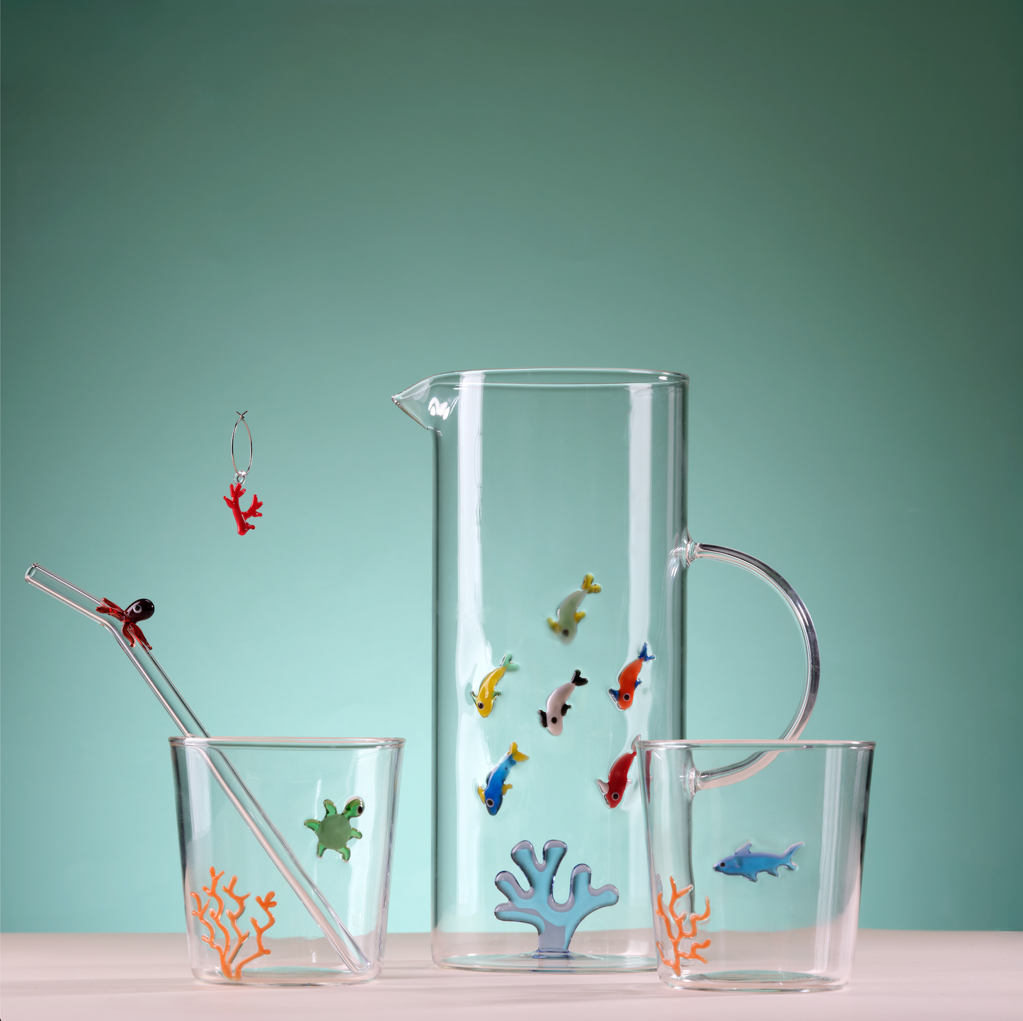 Bicchiere con Decori Marini