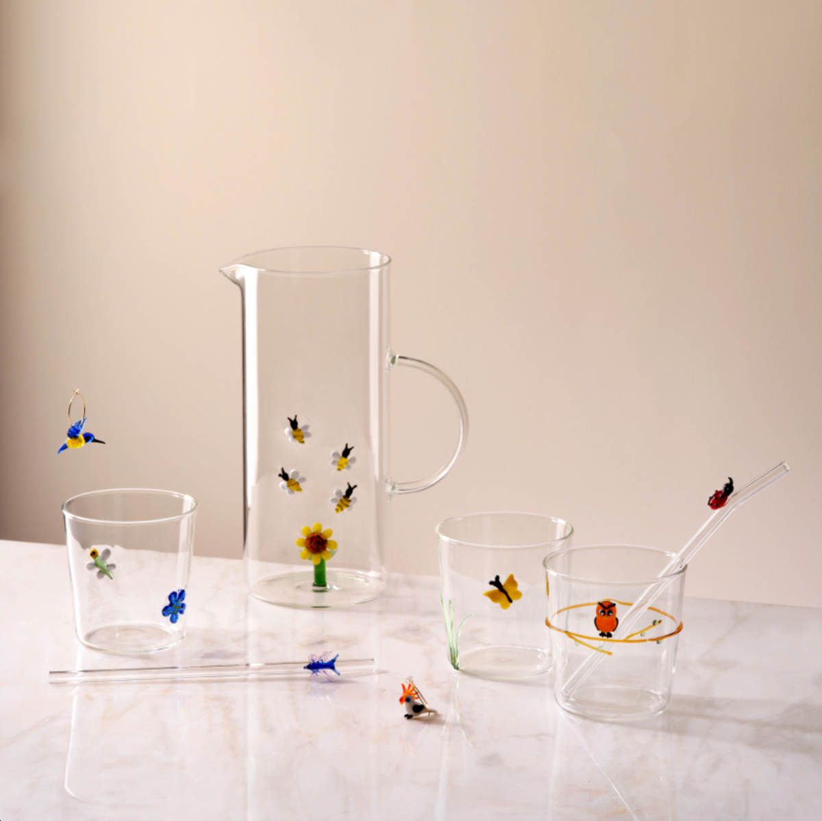 Bicchiere con Decori Floreali