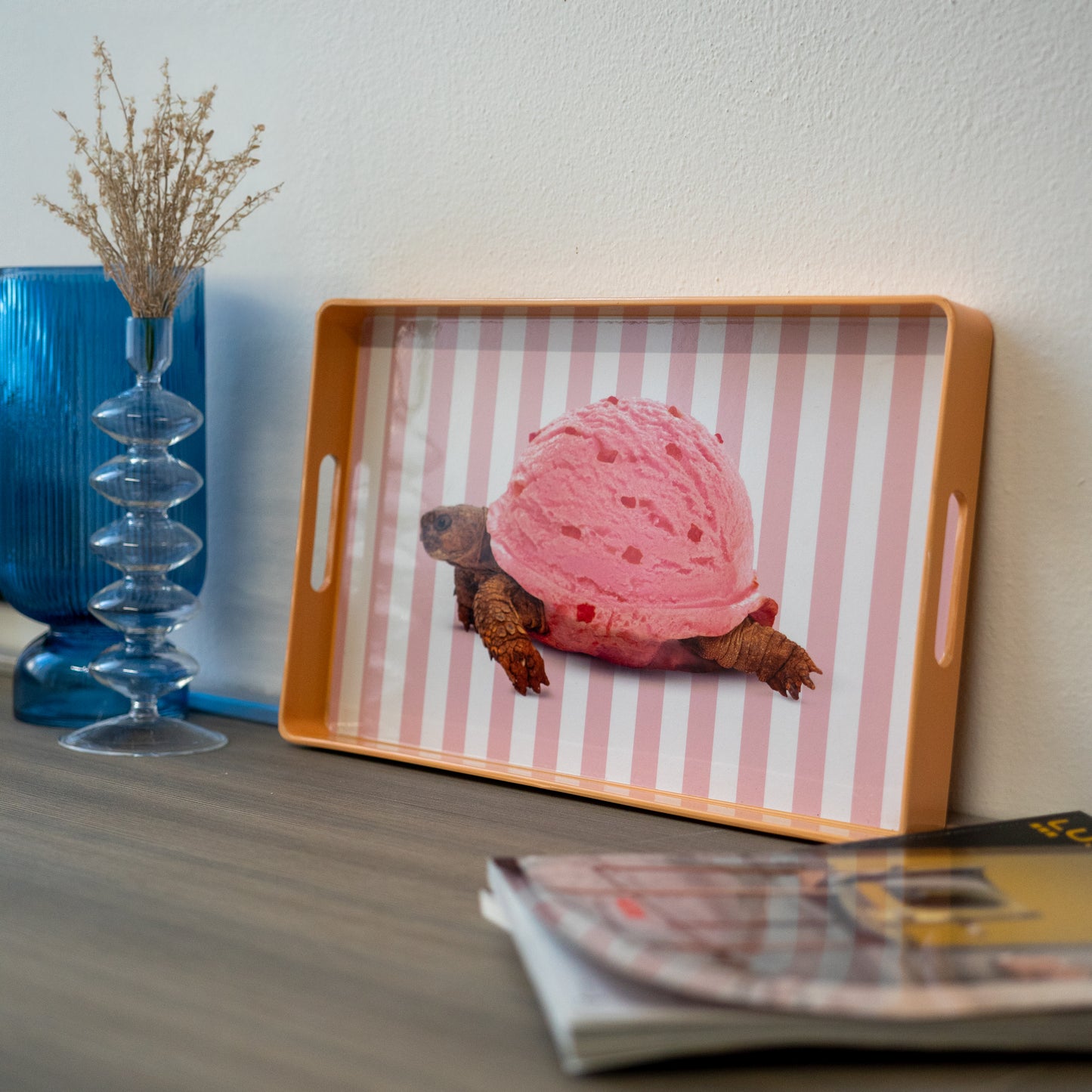 Vassoio rettangolare con fondo colorato