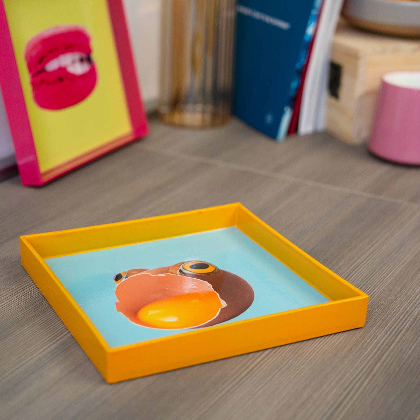 Vassoi svuota tasche con fondo colorato