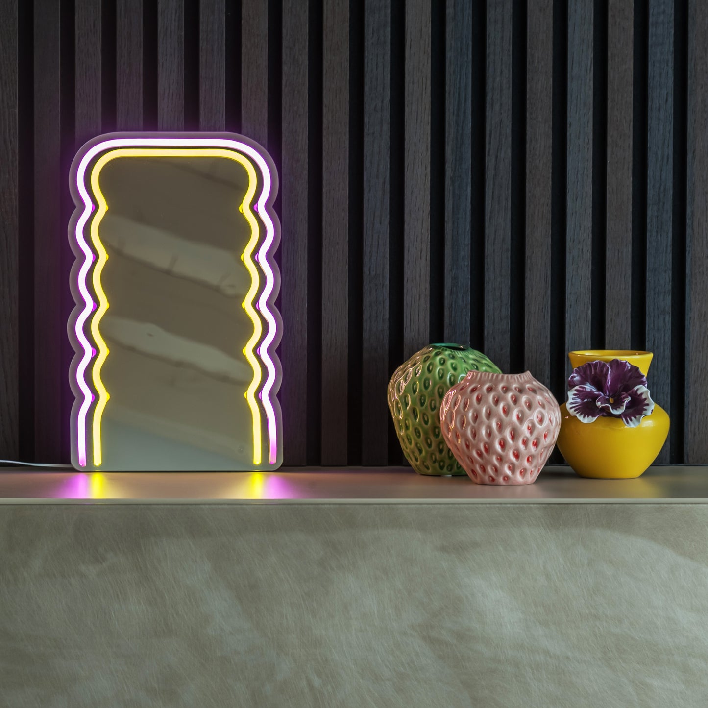 Specchio neon decorativo rettangolare