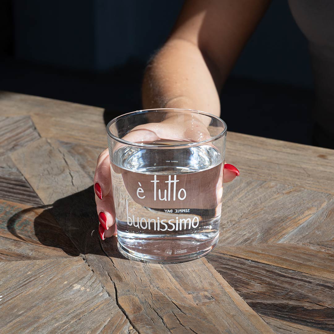 Bicchiere in vetro con decoro - Varie Scritte