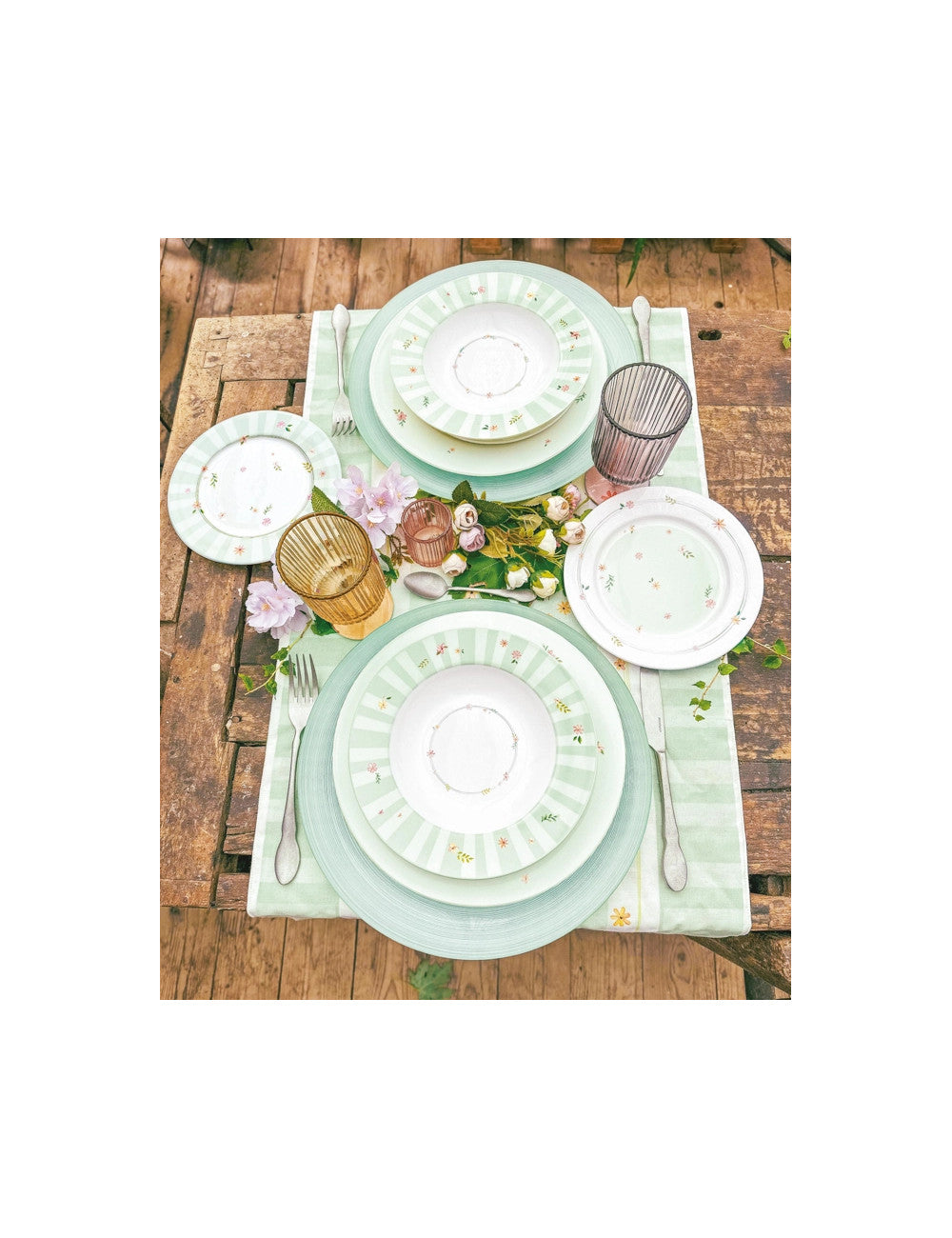 Set 6 Posti Tavola POLLINE Bone China - Verde