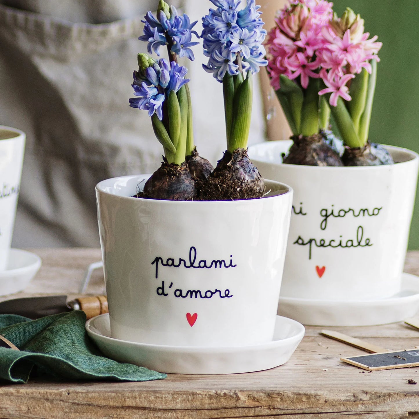 Vaso con sottovaso "Parlami d'amore"