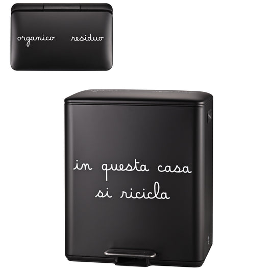 Pattumiera 15 + 25L "In questa casa si ricicla"