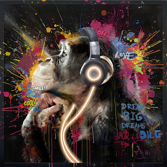 Quadro con LED - Monkey Music