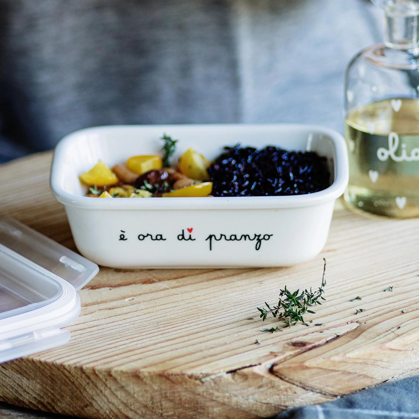 Contenitore con tappo "È ora di Pranzo" - Varie dimensioni