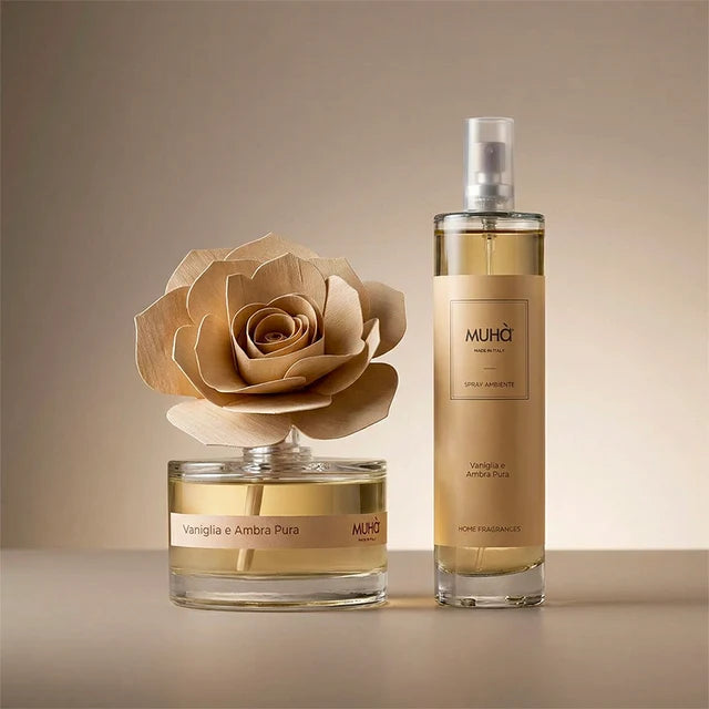 Set Profumatore Rose 50ml + Spray Ambiente - VANIGLIA E AMBRA PURA