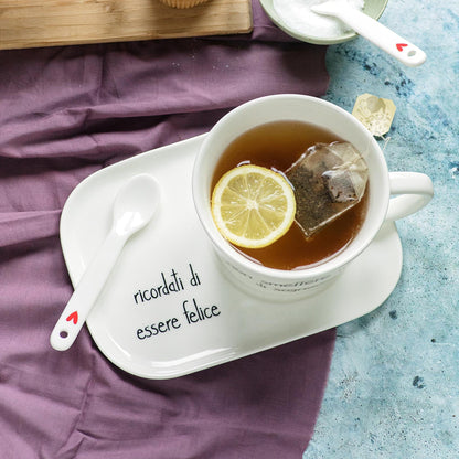 Vassoio per Tazza Colazione "Ricordati di Essere Felice"
