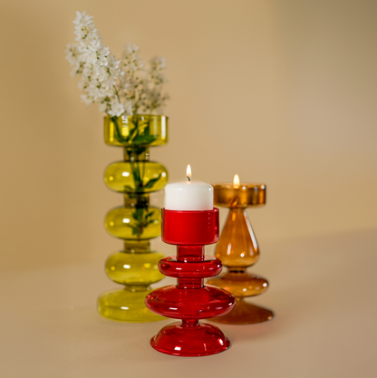 Vaso/ Porta Tealight in Vetro H15 - Vari Colori