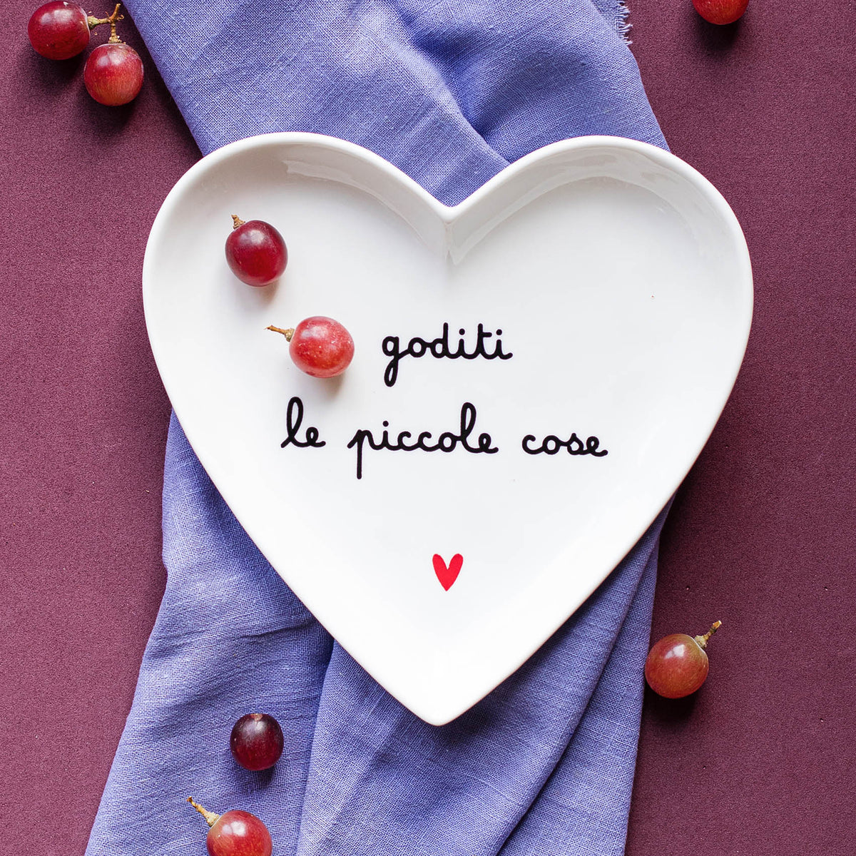 Set 2 Piatti Cuore "Goditi le Piccole Cose"
