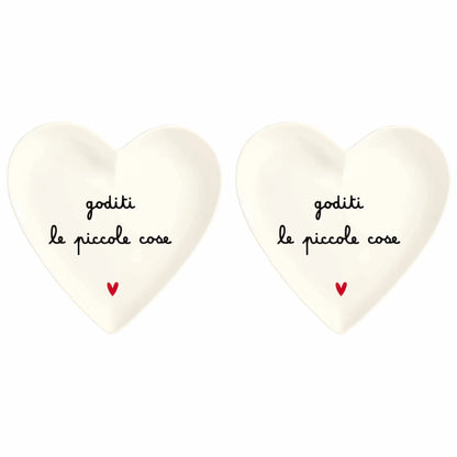 Set 2 Piatti Cuore "Goditi le Piccole Cose"