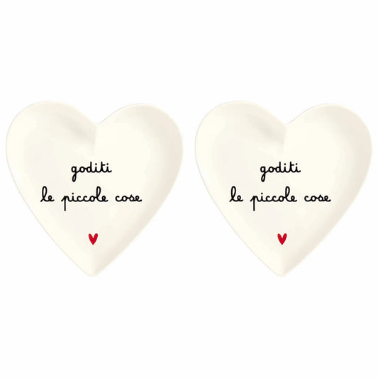 Set 2 Piatti Cuore "Goditi le Piccole Cose"