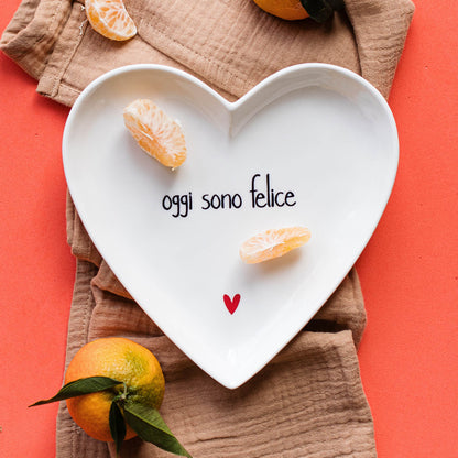 Set 2 Piatti Cuore "Oggi sono felice"