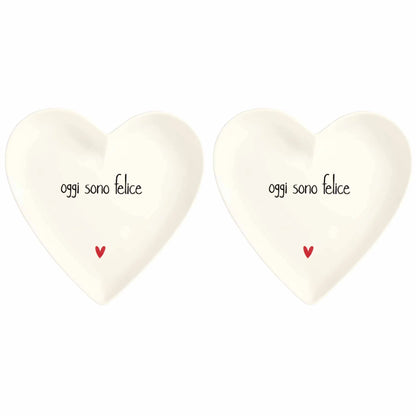 Set 2 Piatti Cuore "Oggi sono felice"