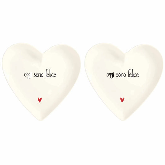 Set 2 Piatti Cuore "Oggi sono felice"