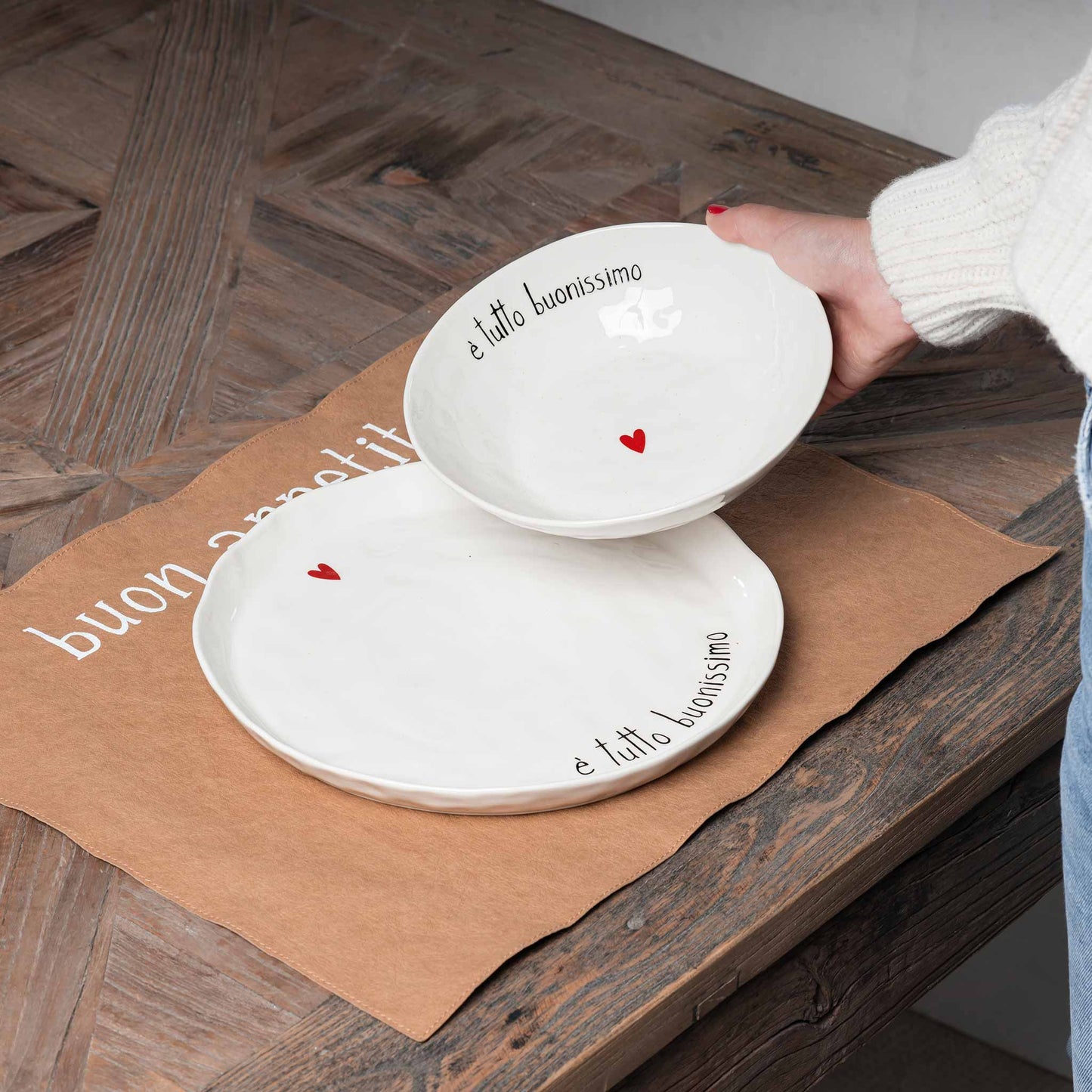 Set 2 Piatti Piani - Varie Scritte