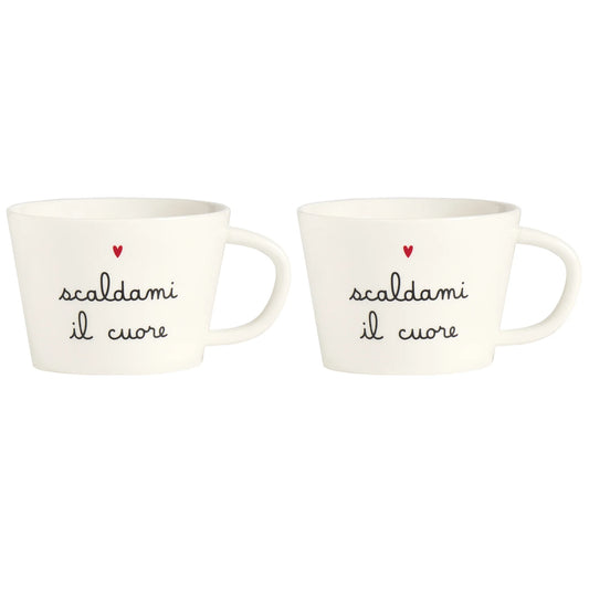 Set 2 Tazze colazione  "Scaldami il Cuore"