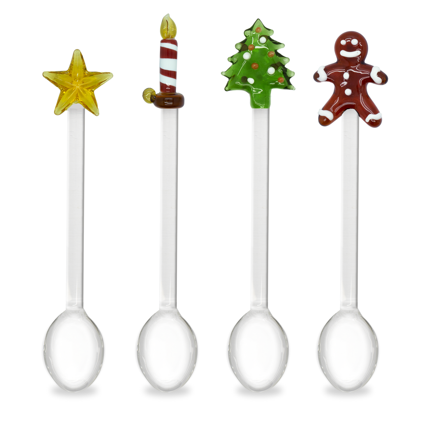 Set 4 Cucchiaini in Vetro Soggetti Natalizi