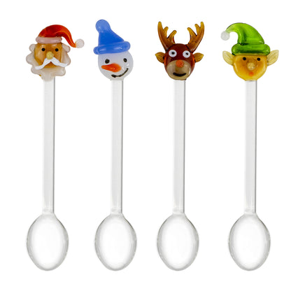 Set 4 Cucchiaini in Vetro Soggetti Natalizi