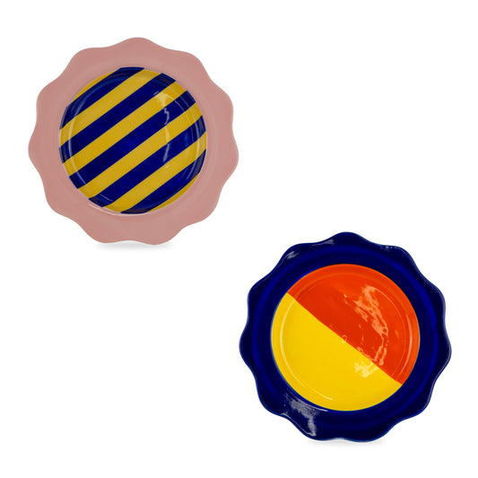 Set 2 Piatti Dessert in stoneware - Vari Colori