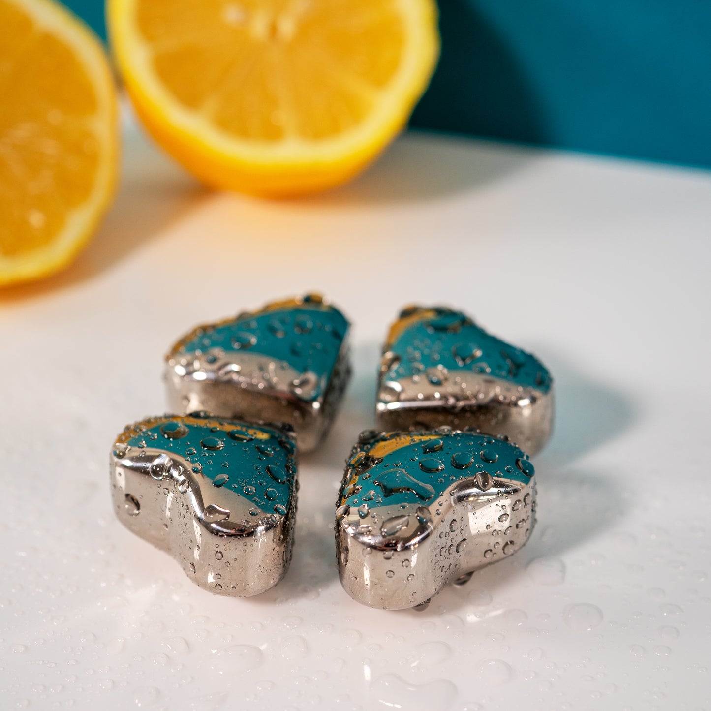 Set 4 cuori raffredda drink riutilizzabili