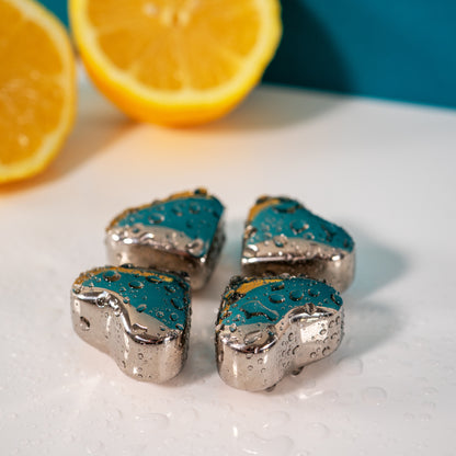 Set 4 cuori raffredda drink riutilizzabili