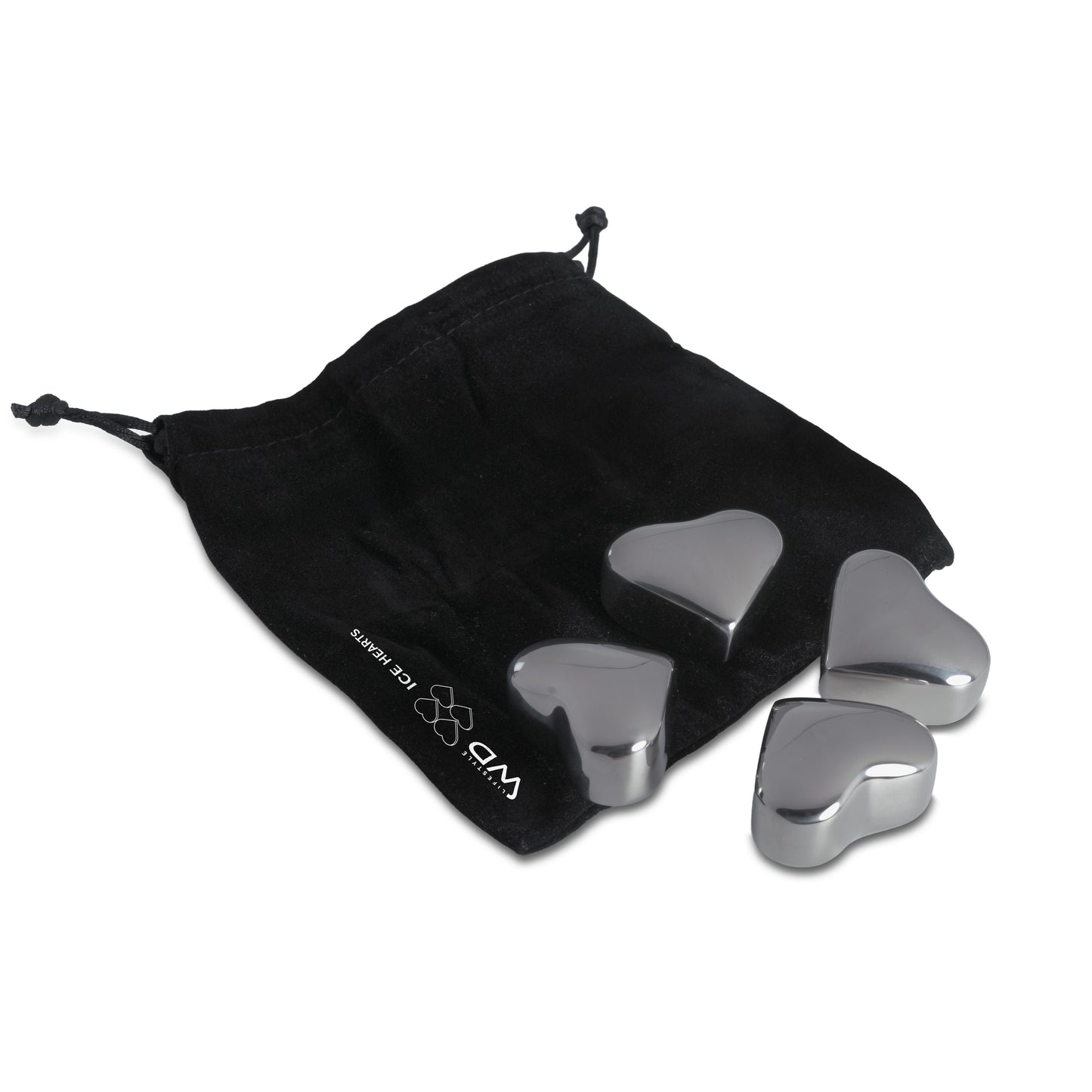 Set 4 cuori raffredda drink riutilizzabili