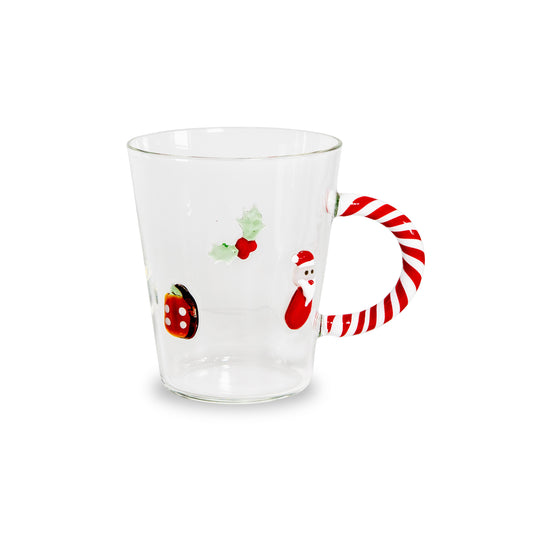Tazza in vetro Natale - Vari Decori