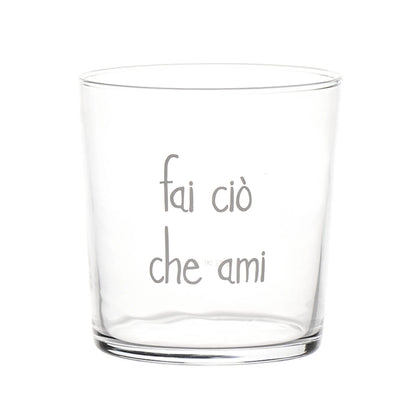 Bicchiere in vetro con decoro - Varie Scritte
