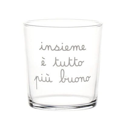 Bicchiere in vetro con decoro - Varie Scritte