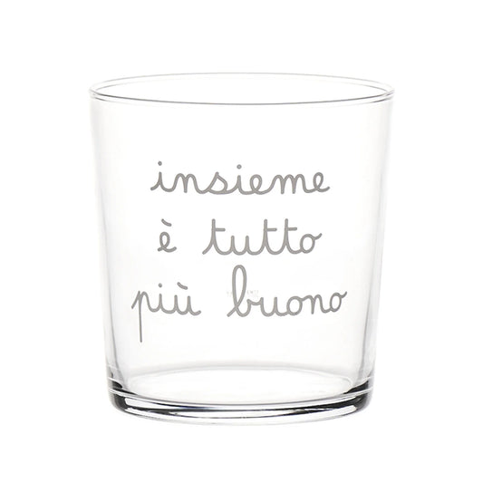 Bicchiere in vetro con decoro - Varie Scritte