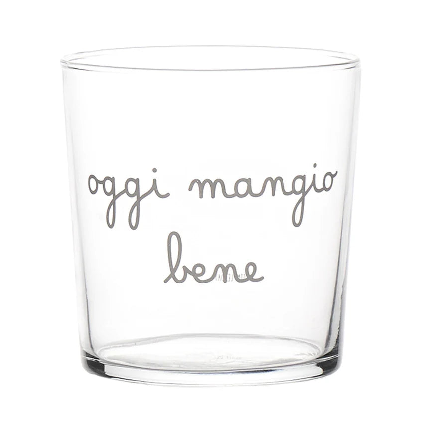 Bicchiere in vetro con decoro - Varie Scritte