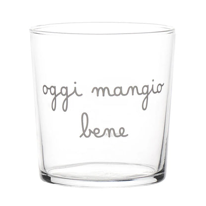 Bicchiere in vetro con decoro - Varie Scritte