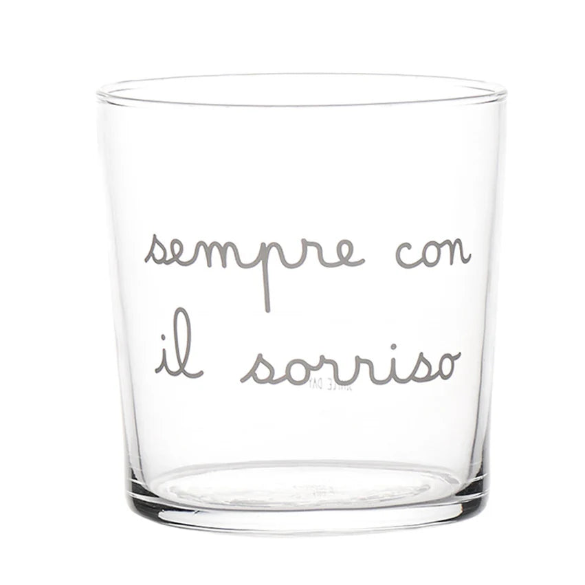 Bicchiere in vetro con decoro - Varie Scritte