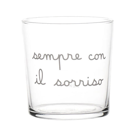Bicchiere in vetro con decoro - Varie Scritte