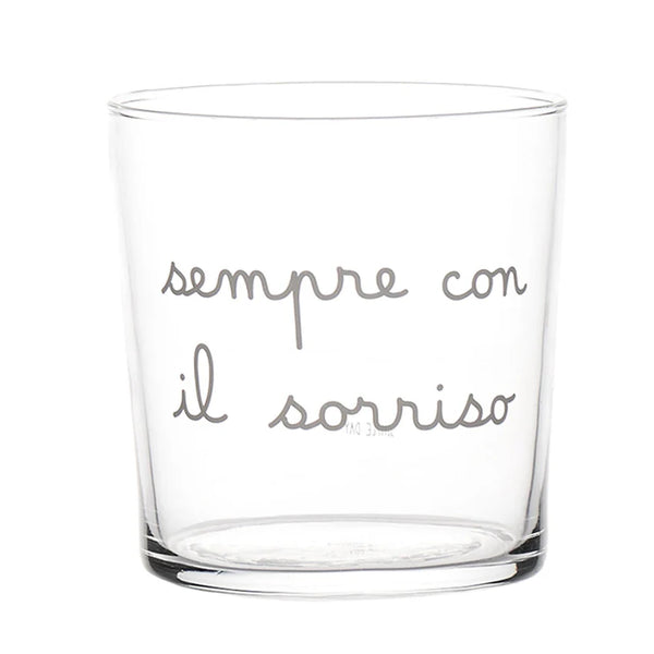 Bicchiere in vetro con decoro - Varie Scritte