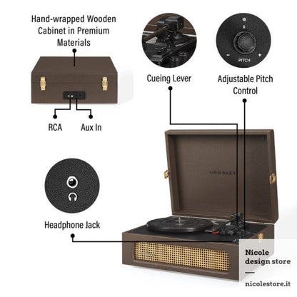 Giradischi Bluetooth Voyager - Cacao