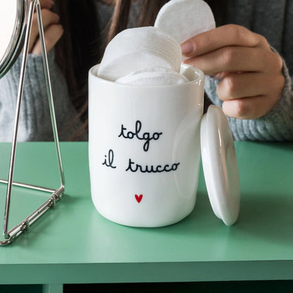 Portacotone con coperchio - Varie Scritte