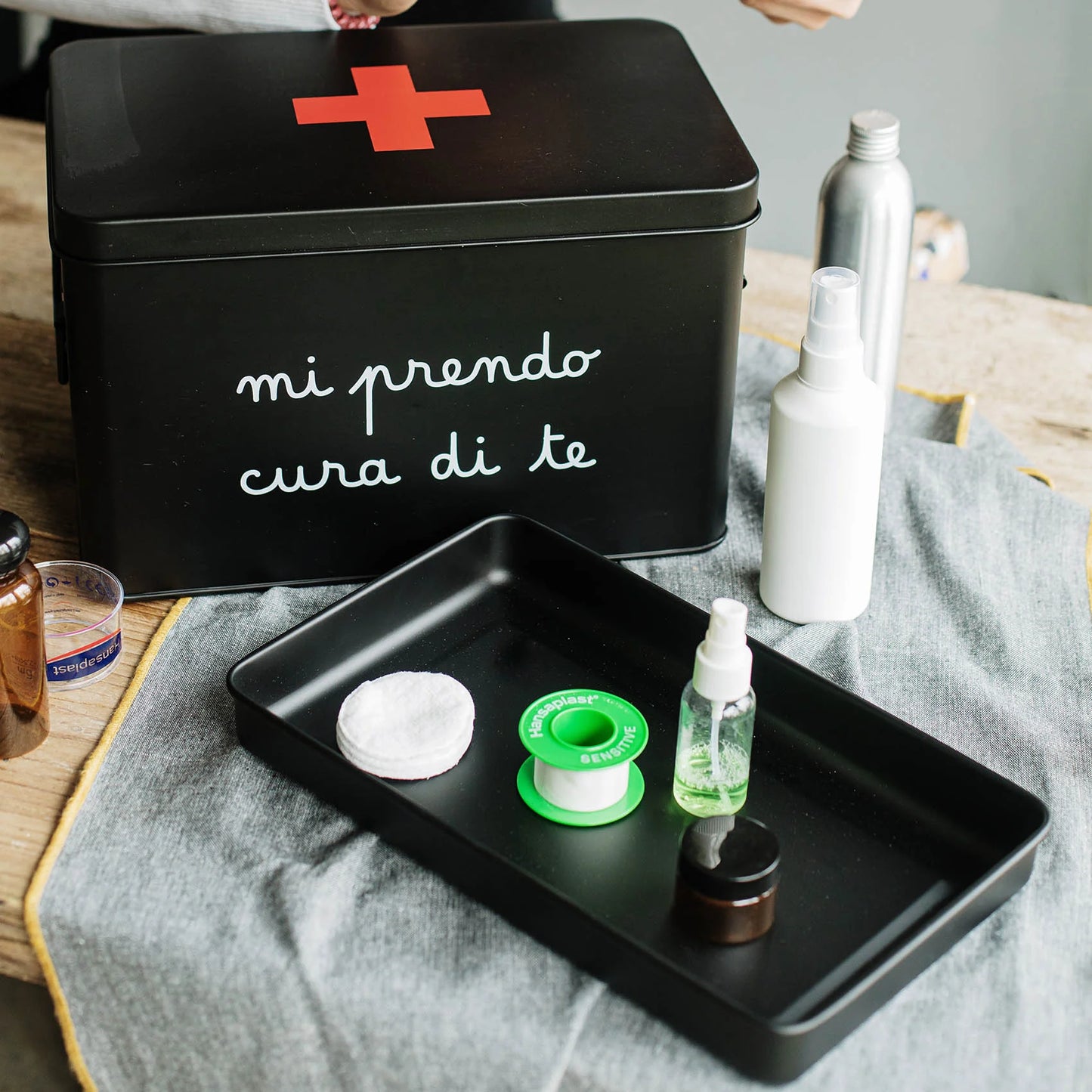 Scatola Acciaio L "Mi prendo cura di Te" - Nera