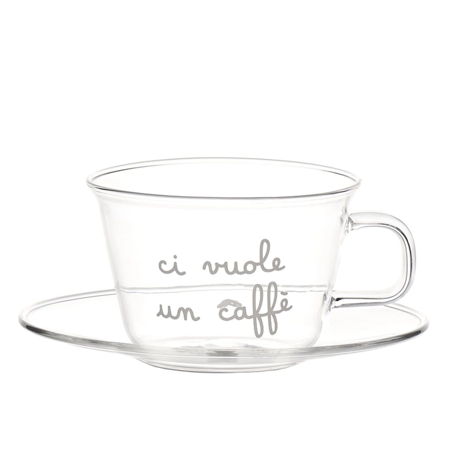 Set 2 Tazzine con piattino "Ci vuole un caffè"