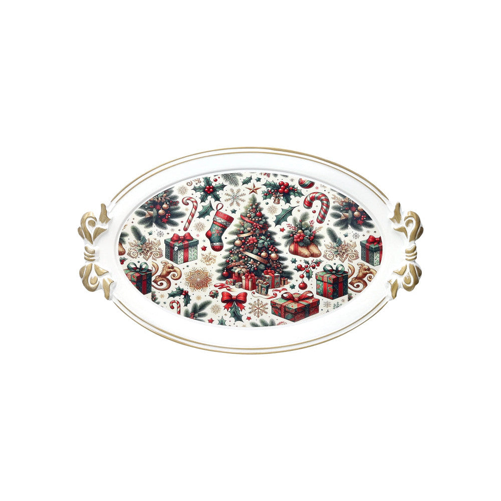 Vassoio con Manici Fiocco Bianco in PVC