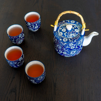 Set teiera + 4 bicchierini Blu