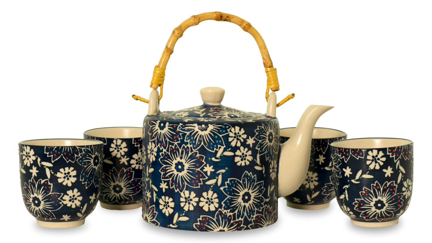 Set teiera + 4 bicchierini Blu