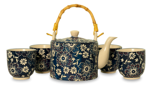 Set teiera + 4 bicchierini Blu Pechino